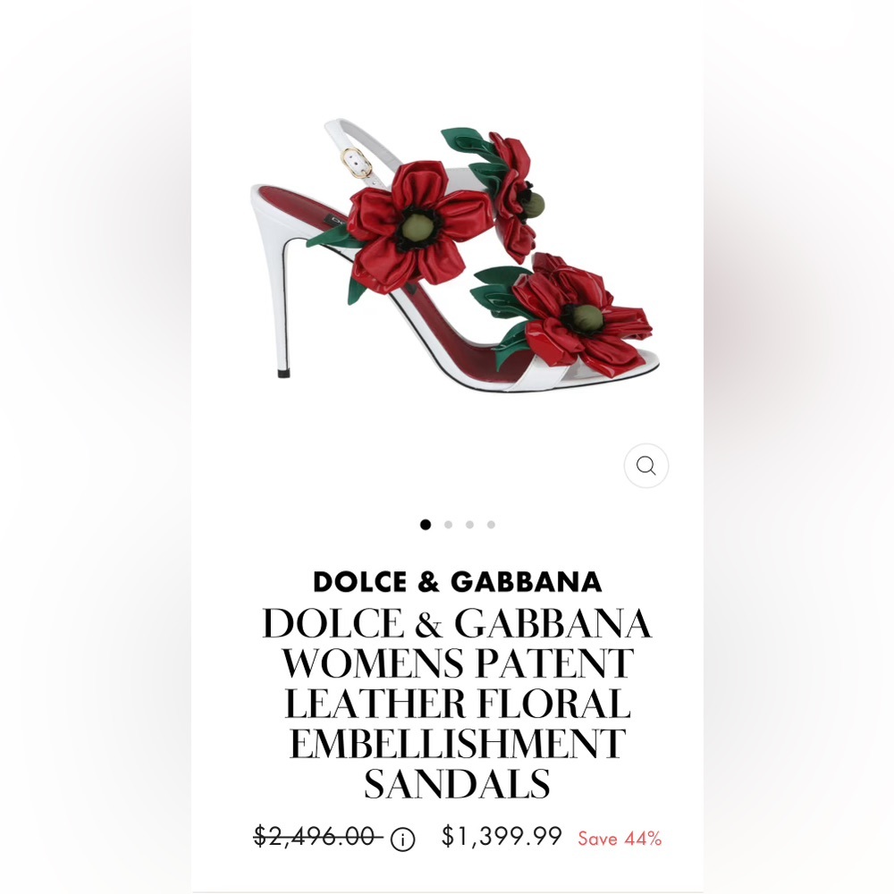 Dolce & Gabbana Womens Patent Leather Floral Embellishment Sandals